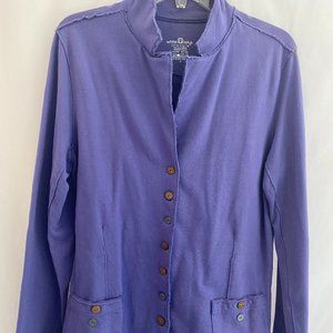 White Lotus Lifestyle Purple Long Sleeve Button Down Jacket Pockets Large